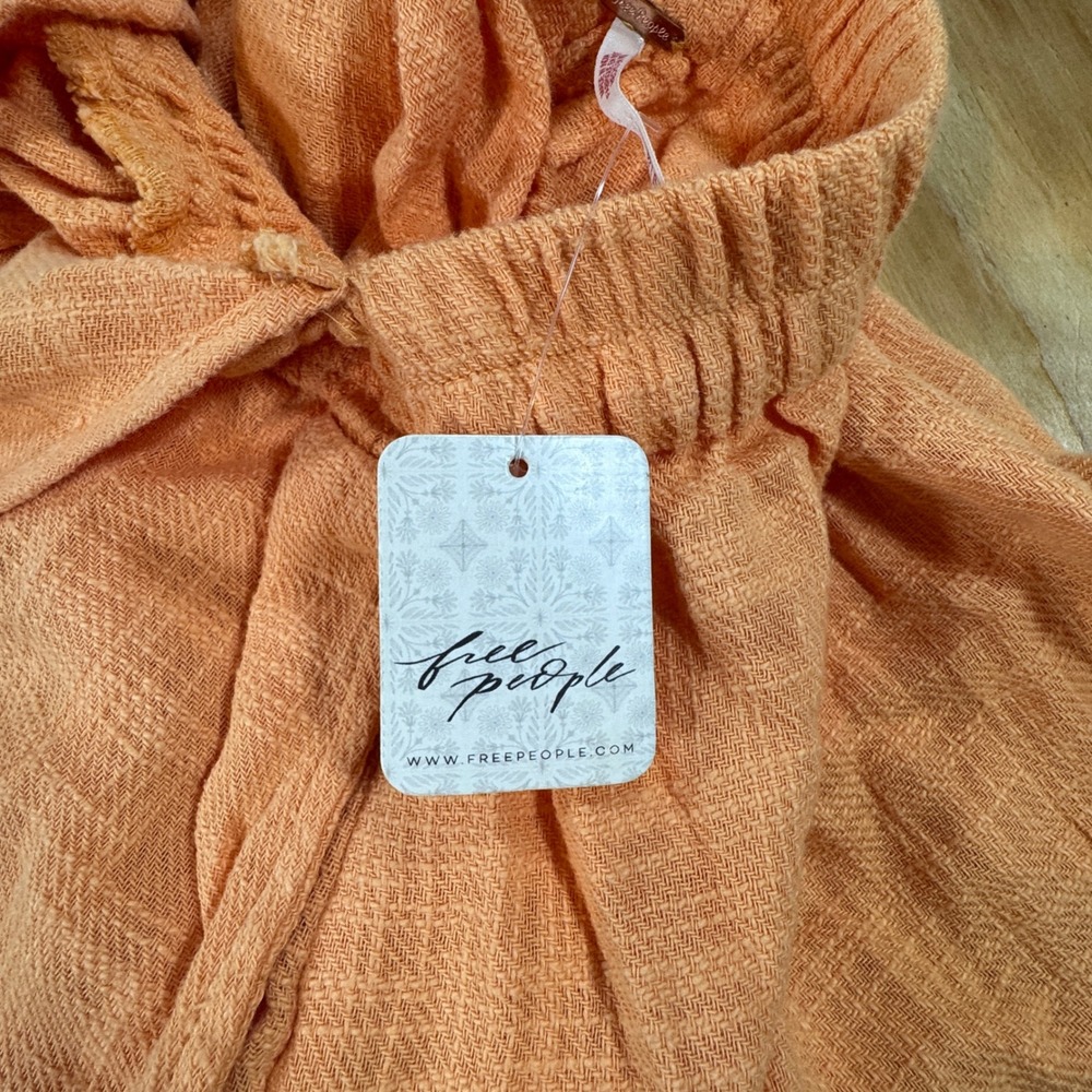 Y2K Free People Pietro Romper Orange Smocked Waist Cowl Back XS Boho Cottagecore - Picture 6 of 7